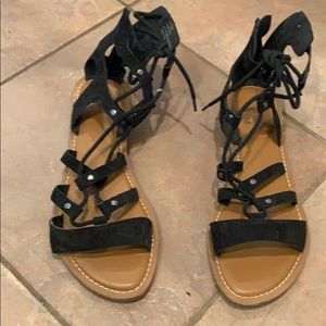 Laced Up Zipper in Back Sandals from Crown Vintage